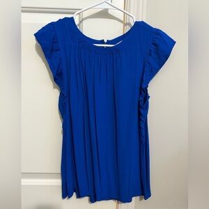 LOFT Blue Ruffled Relaxed Blouse